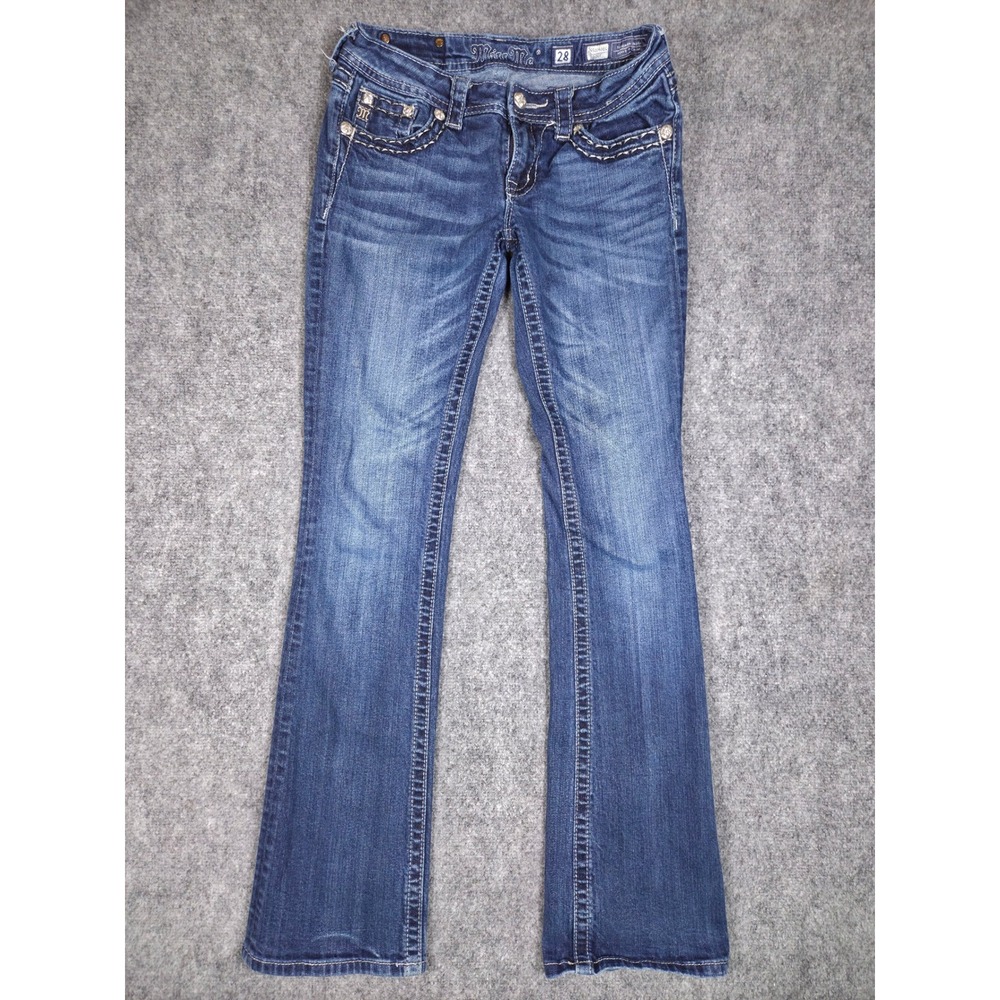 Miss Me‎ Bootcut Jeans Womens 28 Blue JS5014B61 Embellished Dark Wash Stretch